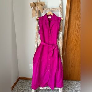 Magenta Bedford Fair linen blend button up dress